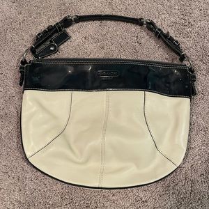 White and Black Coach Purse